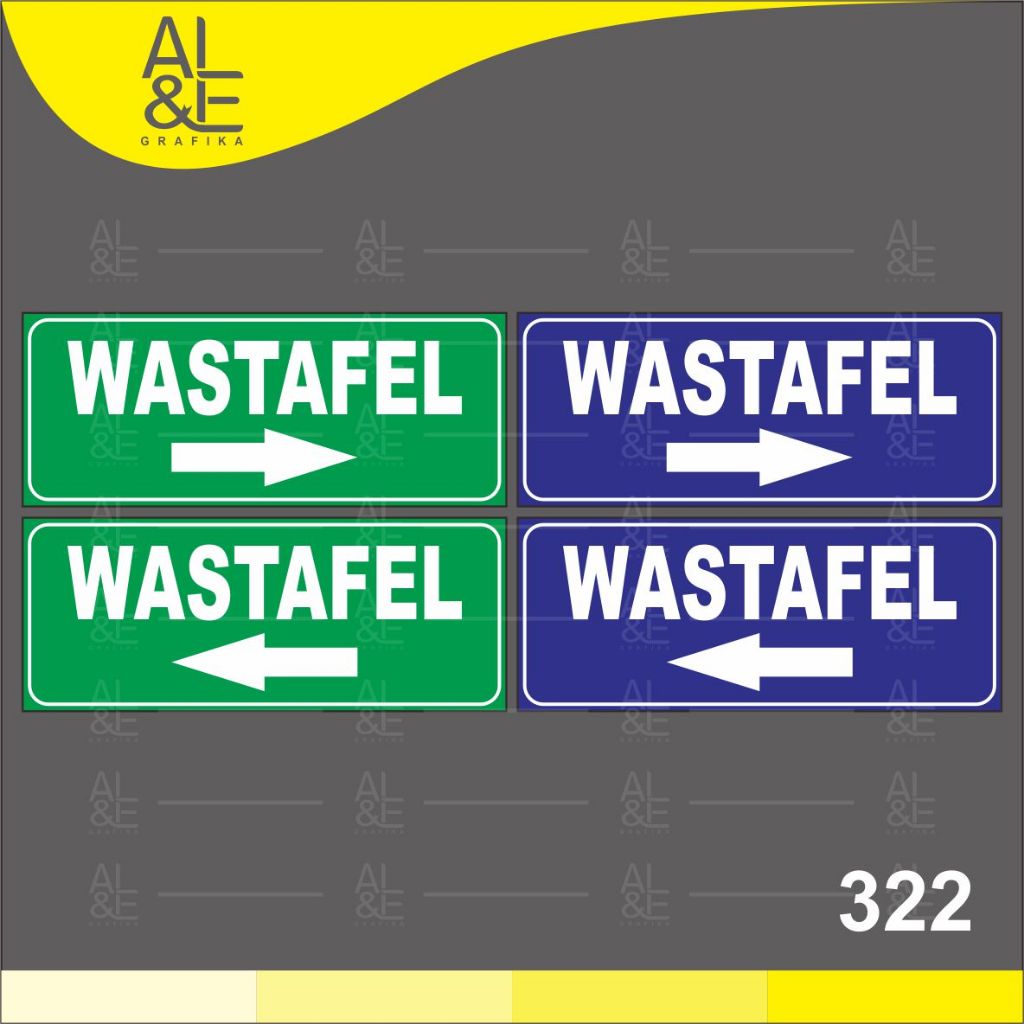 

322 - Stiker Petunjuk Arah Letak/Posisi Wastafel, Sticker Vinyl, Cetak Premium Indoor _ Tahan Air