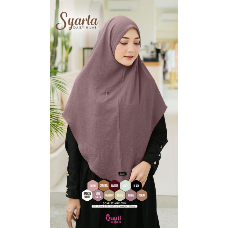 SYARLA DAILY HIJAB QUAIL ORIGINAL | JILBAB NON PAD AIRFLOW SCARLET | JILBAB JUMBO AIRFLOW | JILBAB S