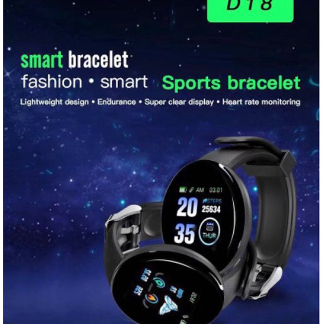 HzS Smartwatch D18 Jam Tangan Smartband D18 Waterproof Smart watch