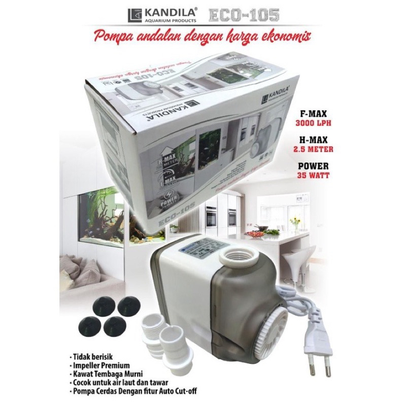 Termurah Pompa aquarium celup kandila eco 105 3000 L/H pompa kolam ikan filter aquarium
