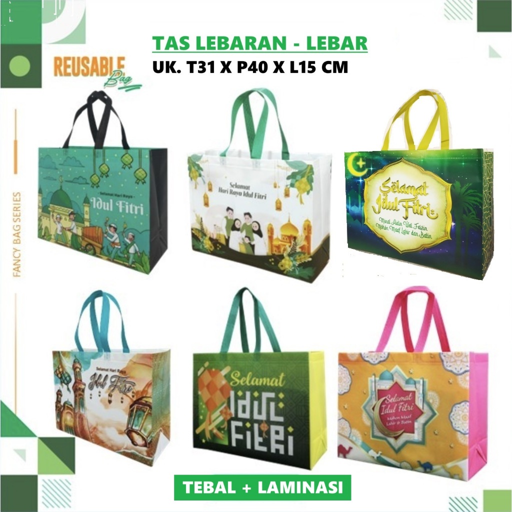 

Tas Lebaran Bingkisan Selamat Hari Raya Idul Fitri Tas Parcel Laminasi | Goodie Bag Idul Fitri (Ukuran LEBAR 40x15x31) Bahan Kuat