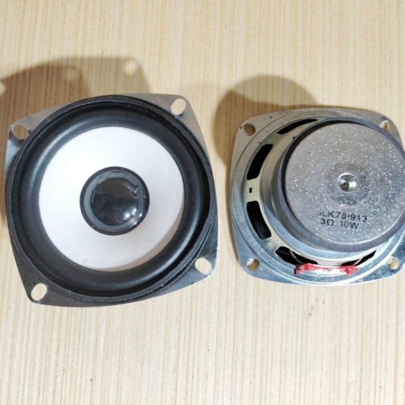SPEAKER 3" INCH 3 OHM 10 WATT KOTAK BULAT HITAM PUTIH FULL BASS FULL RANGE