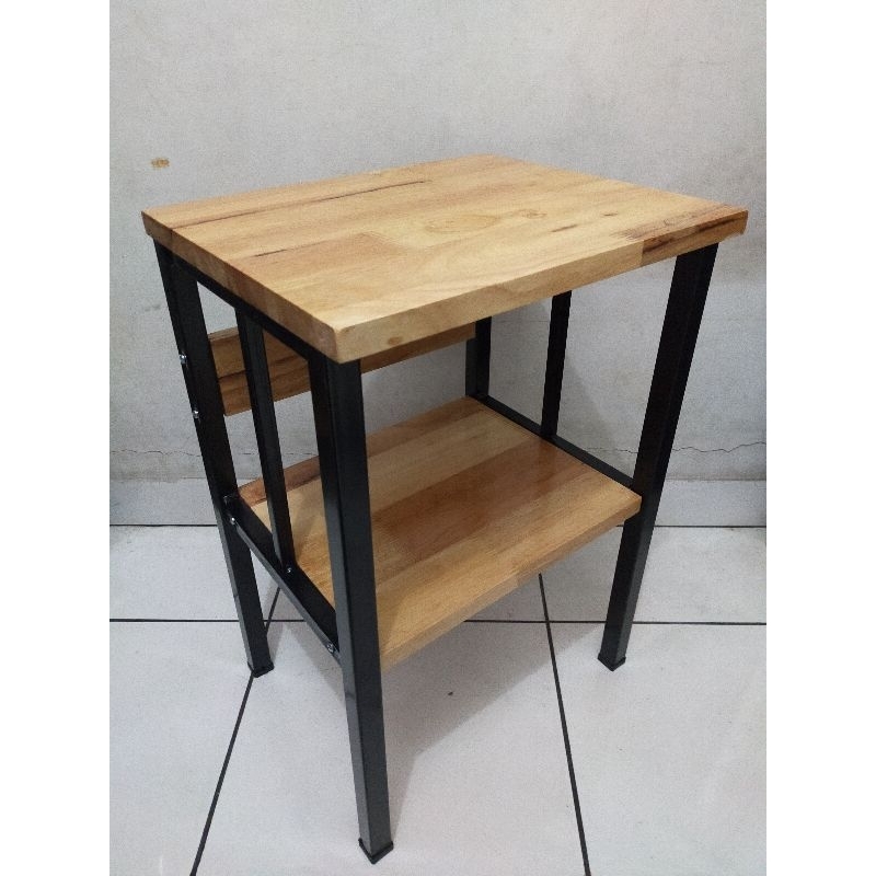 Rak Dispenser Kayu Besi / Meja Hias Kayu / Rak Kayu 2 Tingkat / Rak Serbaguna / Rak Hias / Rak Buku 