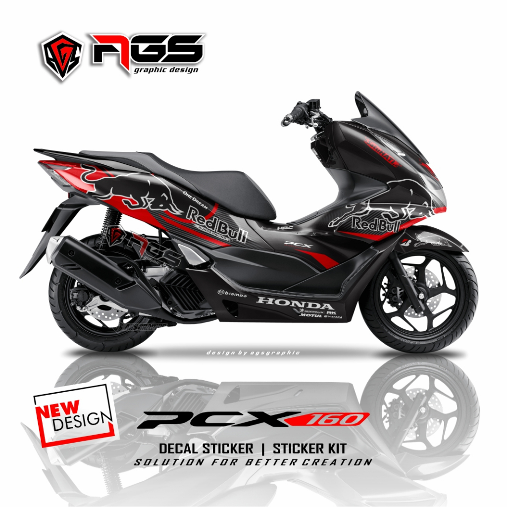DECAL HONDA PCX160 FULL BODY / DECAL STIKER PCX 160 REDBULL / decalpcxagsgraphic