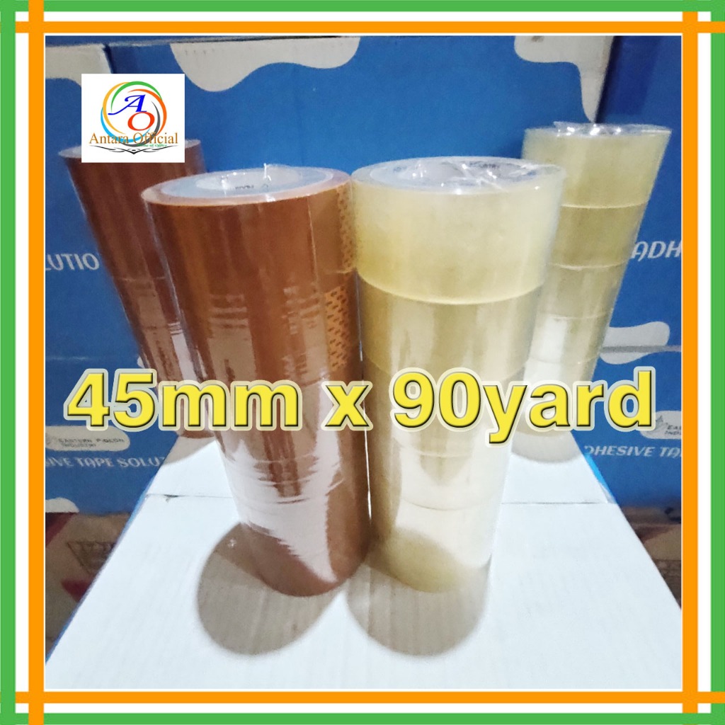 

Lakban 2 Inch 45mmx90yard 1 Pack isi 6 Roll 45 micron Isolasi Selotip Clear Adhesive Tape Lakban Bening Coklat Opp Packing Transparan Super Lengket