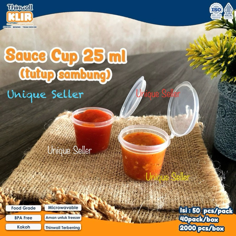 Baru [Isi50] Thinwall Cup 25 Ml Klir / Thinwal Cup 25Ml / Tempat Saos Bumbu 25 Ml Klir / Sauce Cup