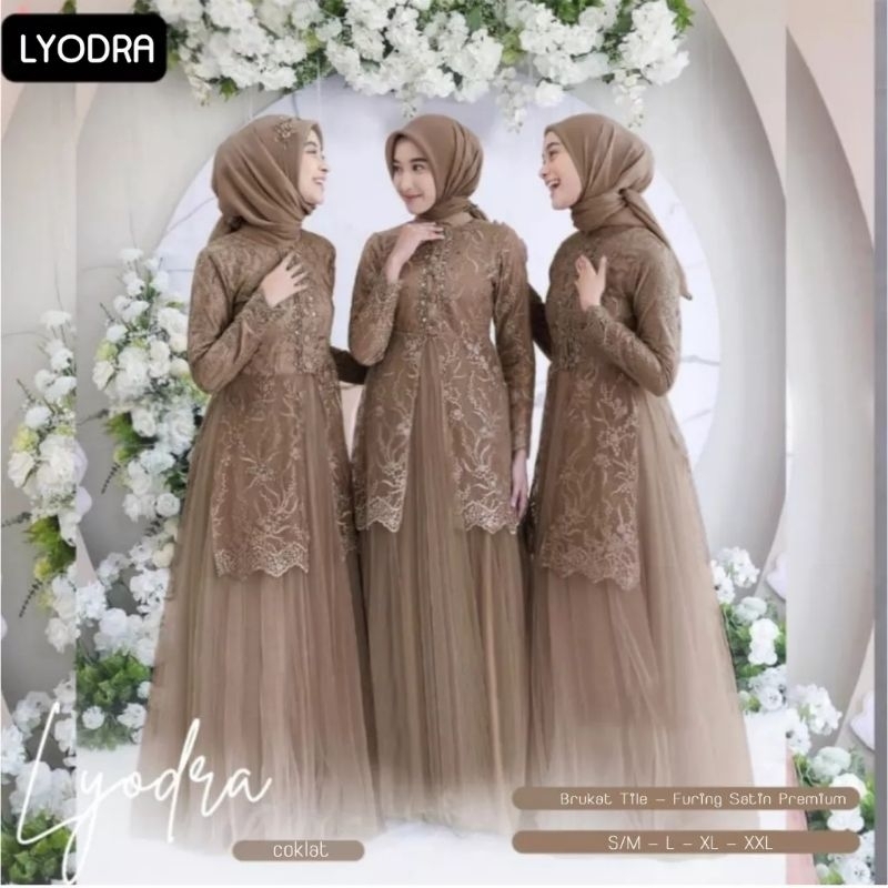 (NEW 2024) LYODRA - Baju Gamis Full Brukat Brokat Tile Tille Tulle Satin Maxmara  Premium Remaja Wan