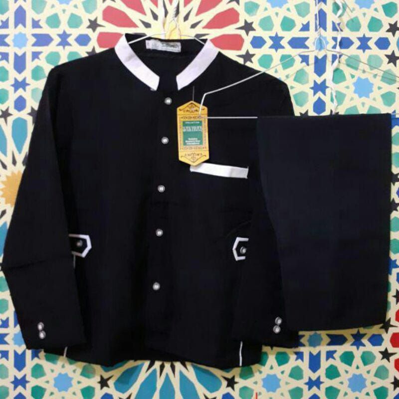 Baju Koko Model Jasko Hitam anak usia 4thn s/d 12th