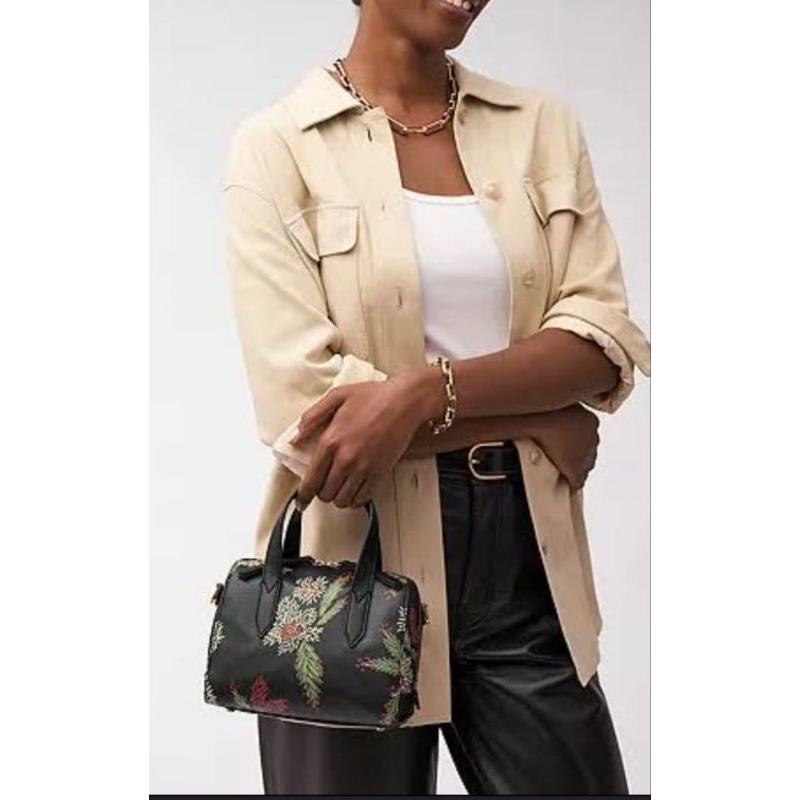 F0SSIL Sidney Mini Satchel black floral