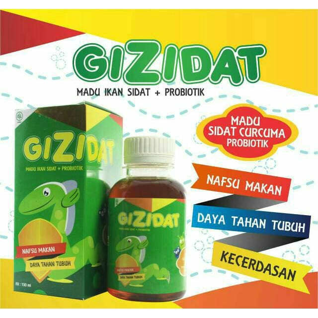 

Gizidat Madu Penambah Nafsu Makan Anak, Tidak Pahit, Dengan Ekstrak Ikan Sidat, 130 ml, Halal BPOM