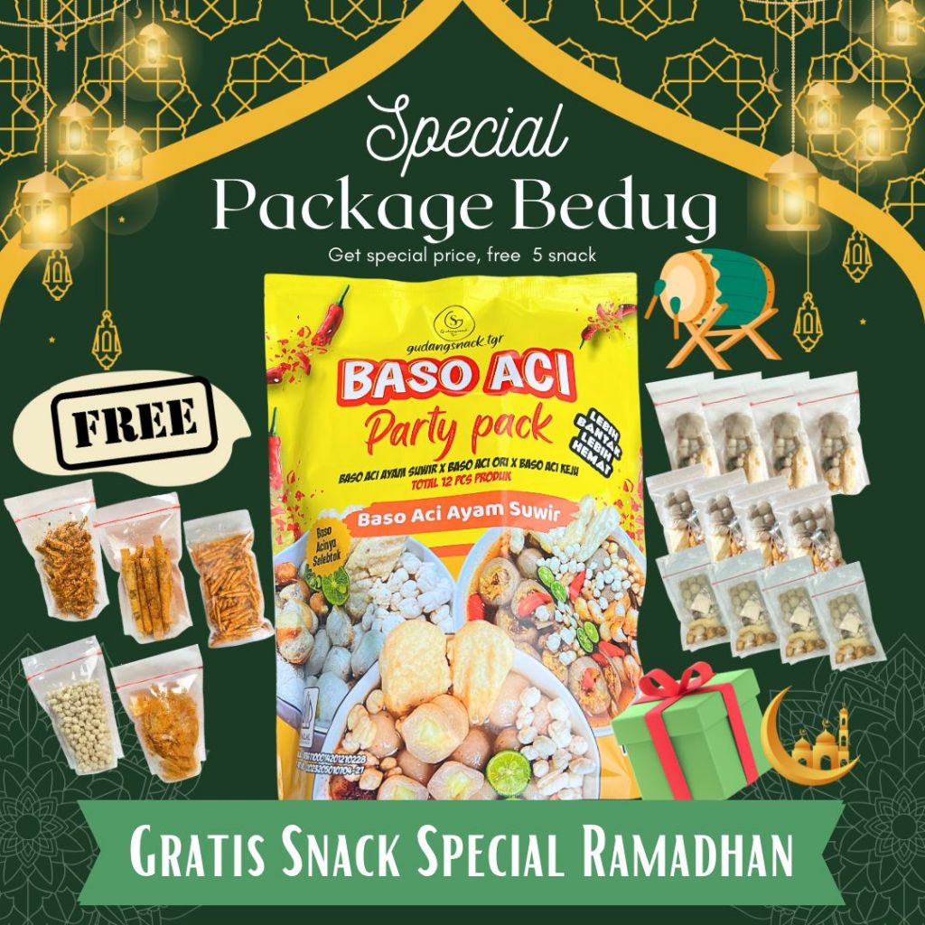 

Special Ramadhan (Party Pack) [BASO ACI ORI 4,BASO ACI KEJU 4, BASO ACI AYAM SUWIR 4] GRATIS 5 Pcs Snack