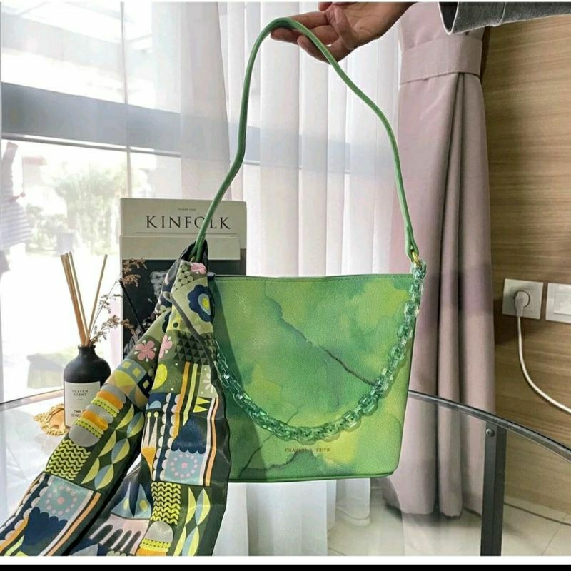 BAGSBUNNY15 1151 CK ALCOTT SCARF BUCKET BAG