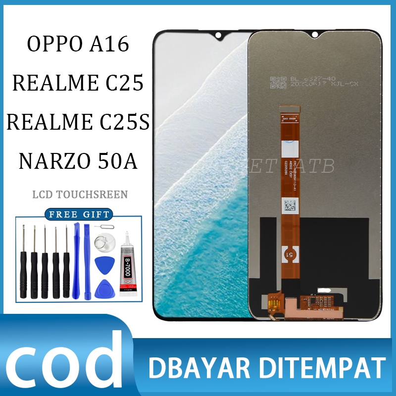 【Original OEM】LCD OPPO A16 / REALME C25 / C25S / NARZO 50A BLACK FULLSET TOUCHSCREEN / ORIGINAL100% 