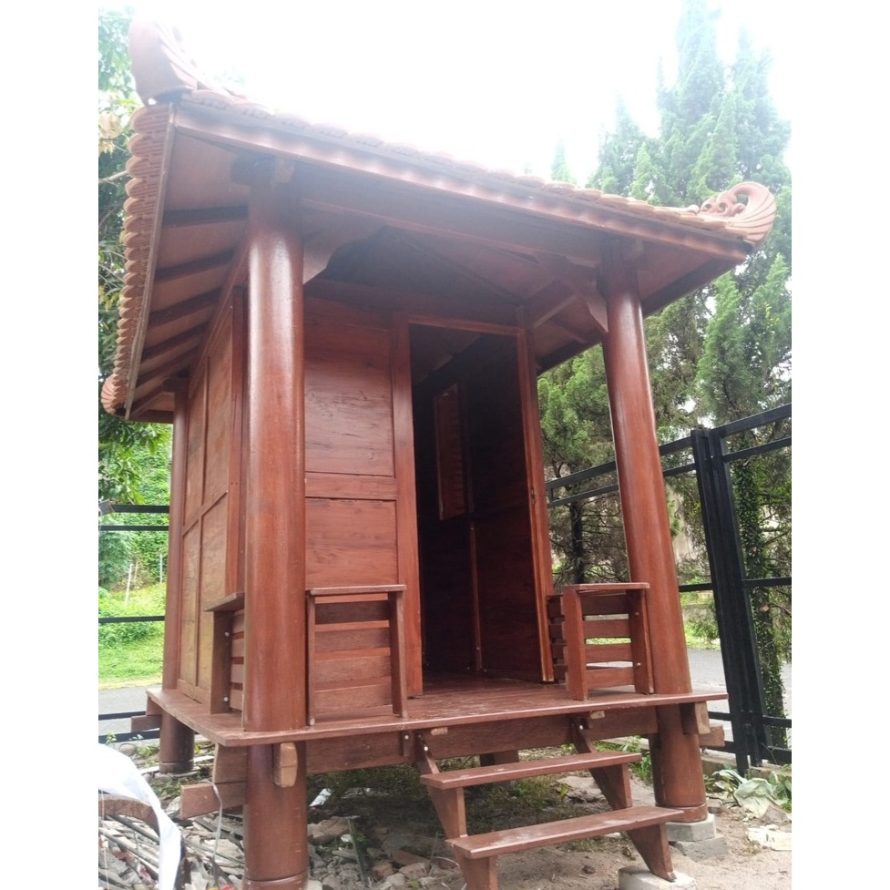 Gasebo Model Dinding Kayu | Pos Satpam | Saung Taman | Gazebo Kayu Kelapa Atap Genteng | Rumah Joglo
