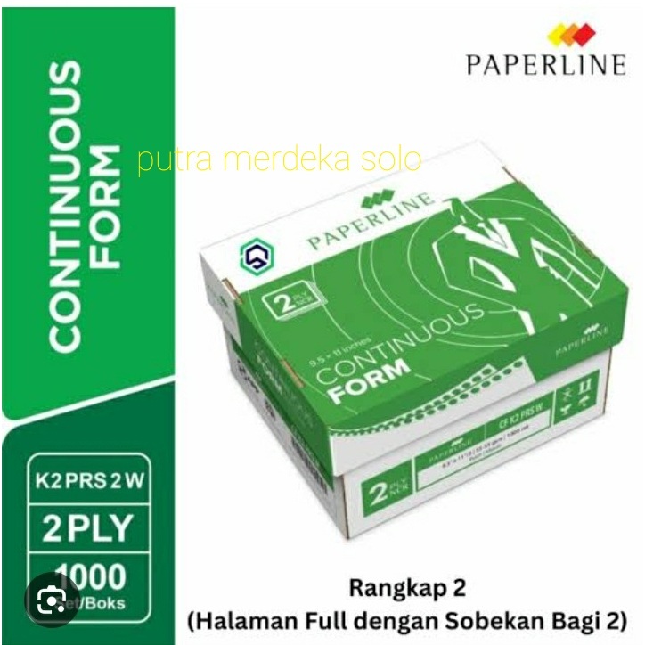 

Continuous Form K2 PRS Paperline 2 Ply Warna Potong Tengah 9.5 x 11/2 inch (K2 W PRS)