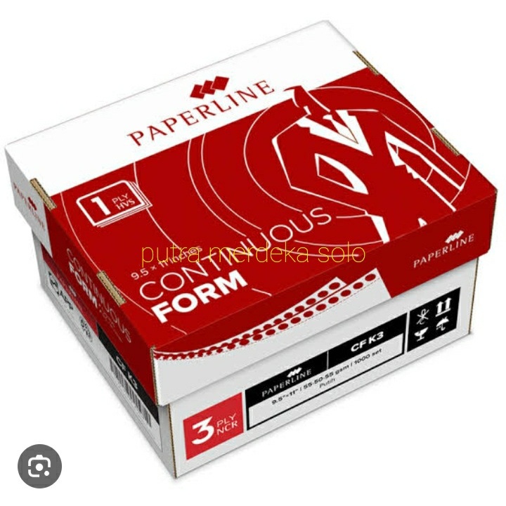 

Continuous Form K3 Paperline 9,5 x 11 inch 3ply rangkap 3 CF K3 Putih Polos