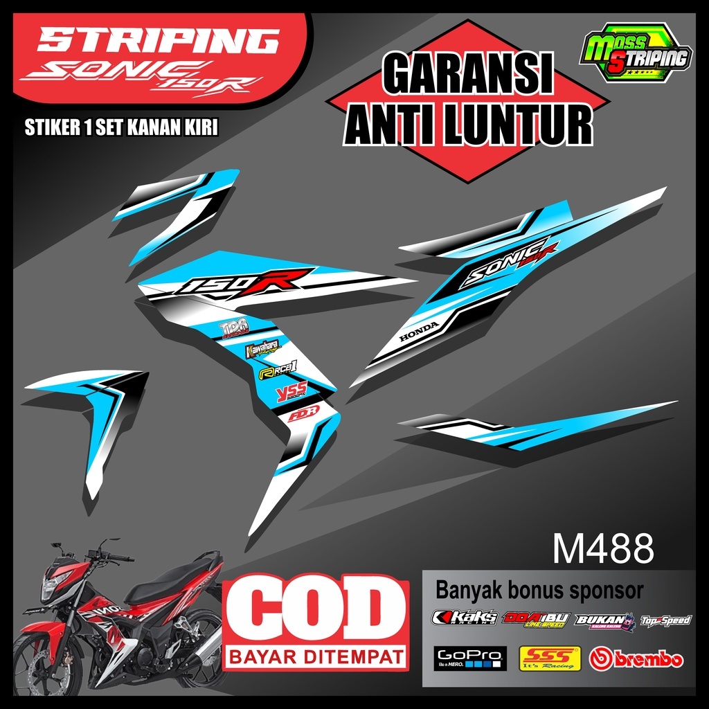 Stiker Striping motor Honda SONIC 150R 150 R M488 Sticker Setiker Setriping setrip strip lis List Va
