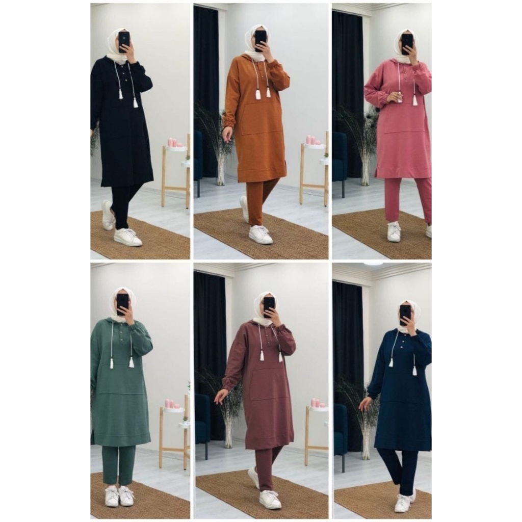 Zida - Matiin Setelan Hoodie Tunik Sabita Muslim Wanita Kekinian | Fleece