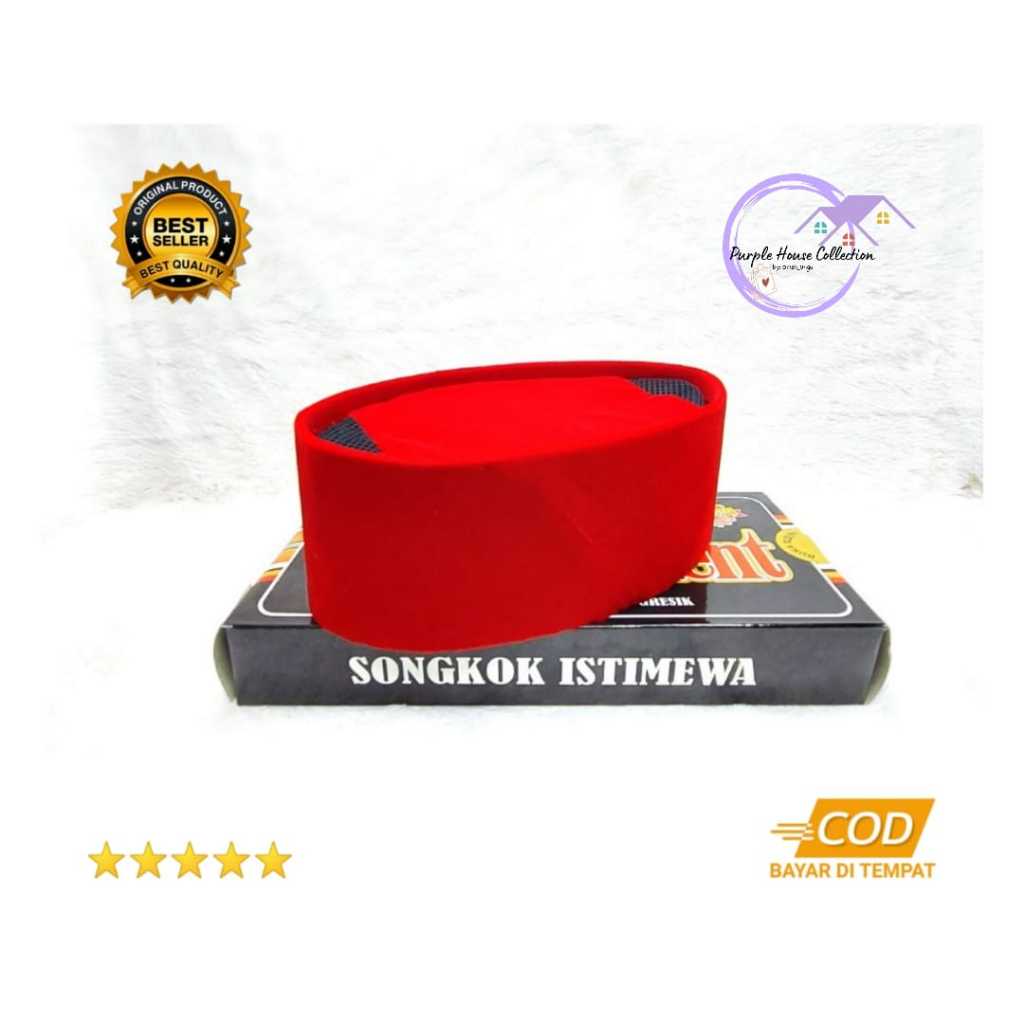 Peci Songkok Kopiah Polos AC Betawi Warna Merah Presindent 100% Original Best Quality