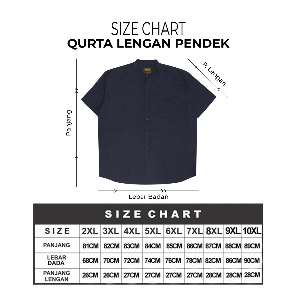 QURTA BAJU MUSLIM PRIA BIG SIZE JUMBO LENGAN PENDEK - HIGHEST HQS13-1