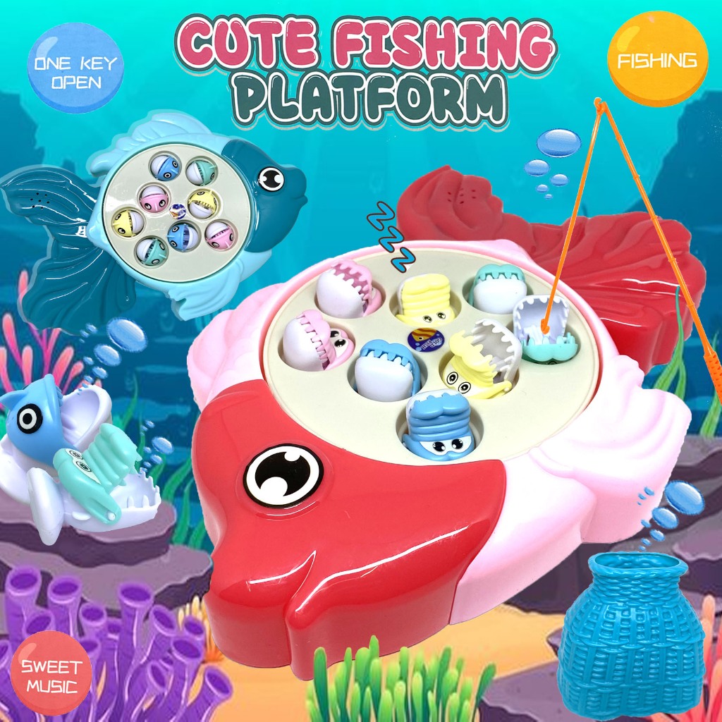 Mainan Anak Cute Fishing Game Memancing Bentuk Ikan Dan Buaya Music