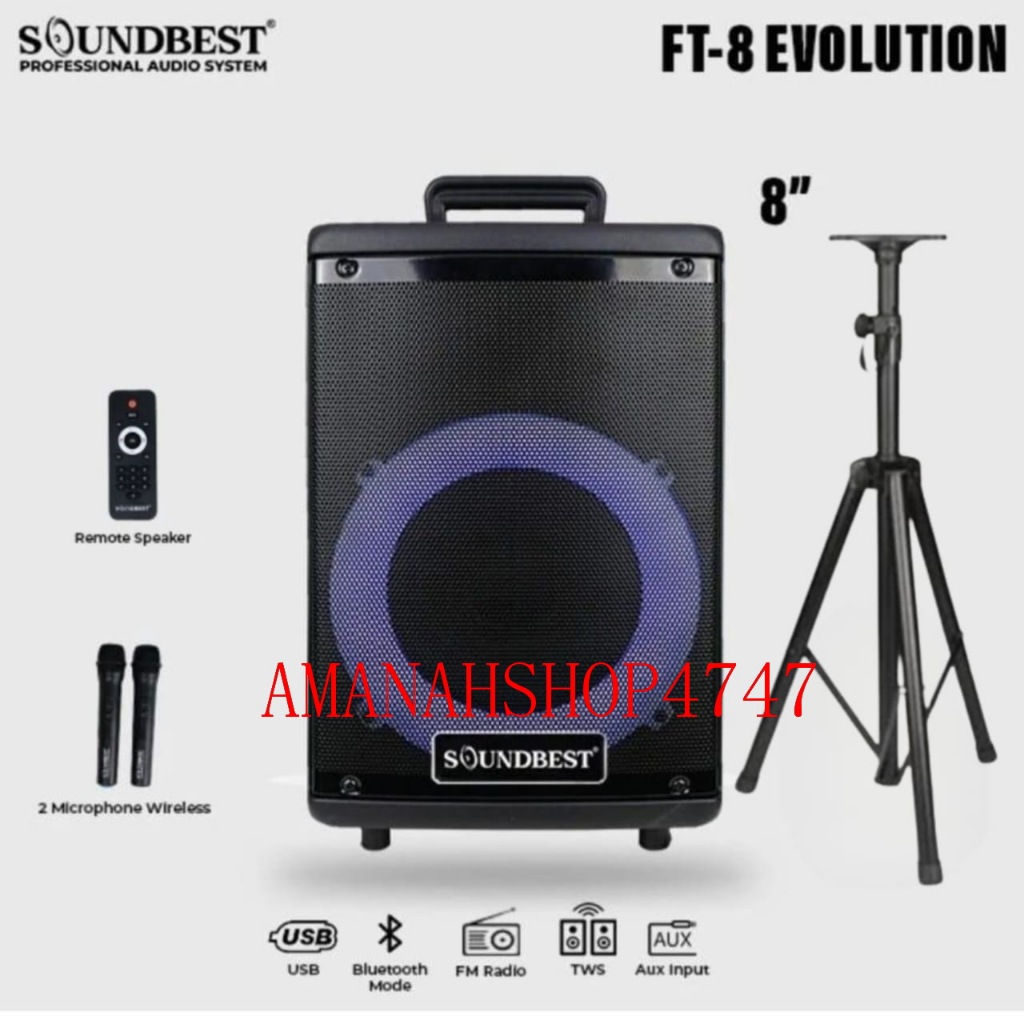 SPEAKER PORTABLE 8 INCH SOUNDBEST FT8 EVOLUTION  FT 8 FT-8 EVOLUTION ORIGINAL