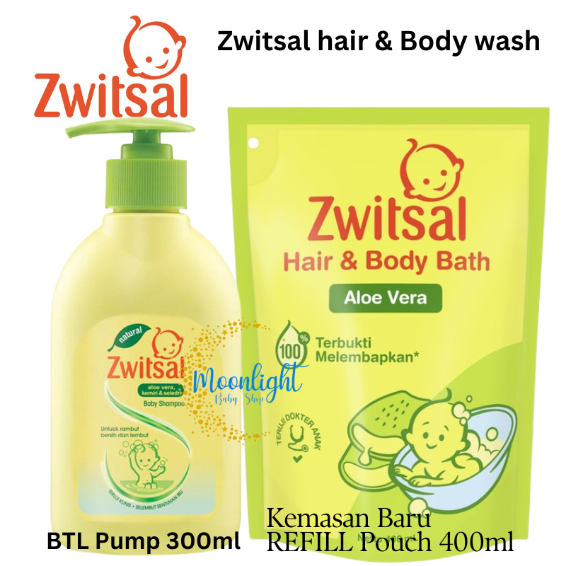 Zwitsal Baby Bath Hair And Body Natural Aloe Vera 400 ML BOTOL Pump 300ml