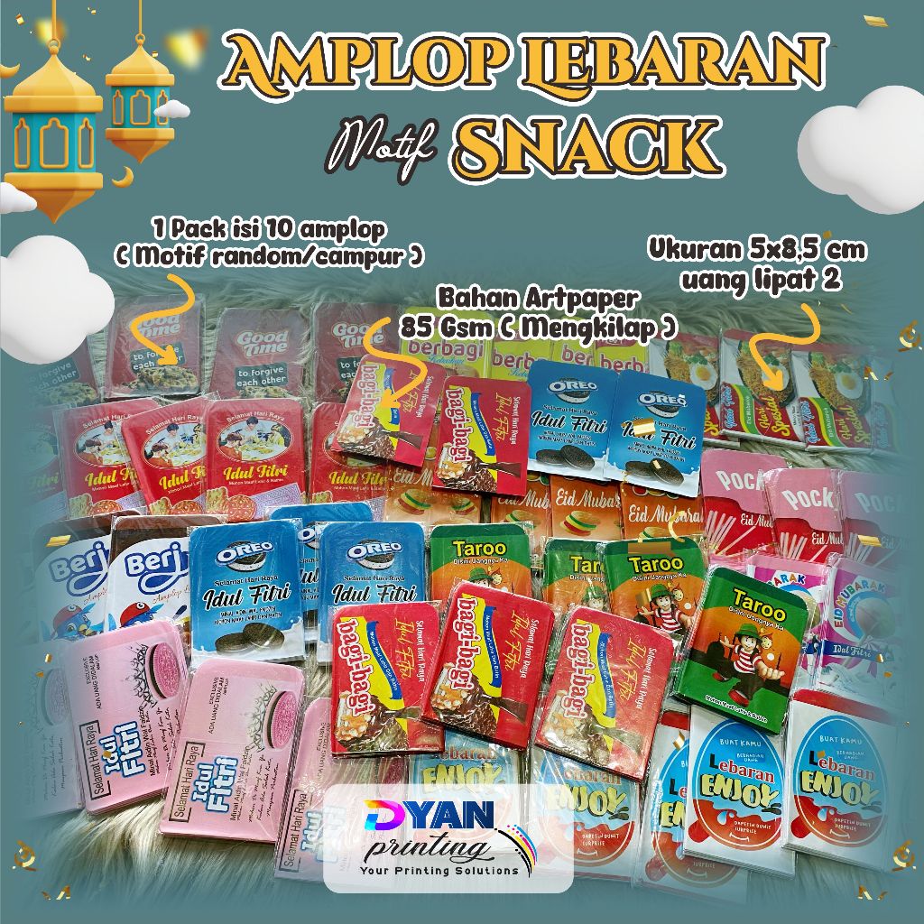 

1 PACK ISI 10 AMPLOP LEBARAN MOTIF RANDOM