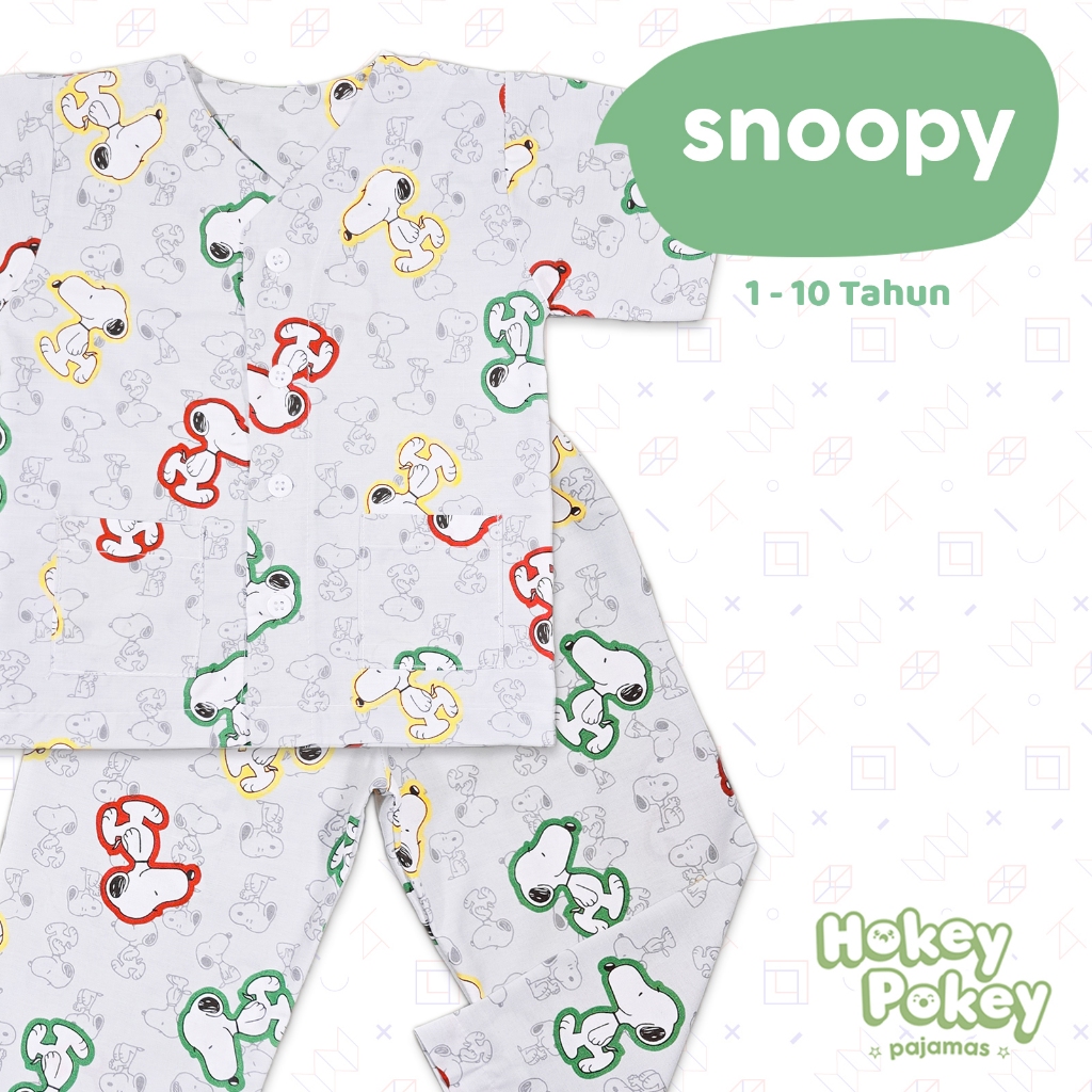 Setelan Baju Tidur Piyama Anak Tanpa Kerah Motif Snoopy