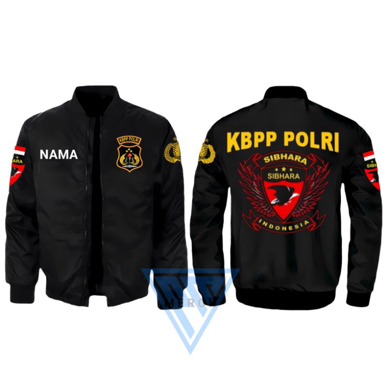 Jaket Bomber Waterproof Anti Air Premium Sibhara Kbpp Polri Hitam