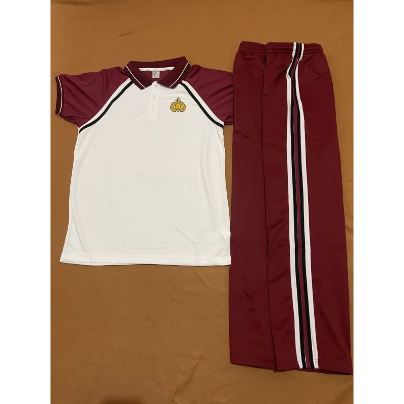 1 Stel Baju Training Olahraga Polri Merah Putih Lengan Pendek Original jatah Polri