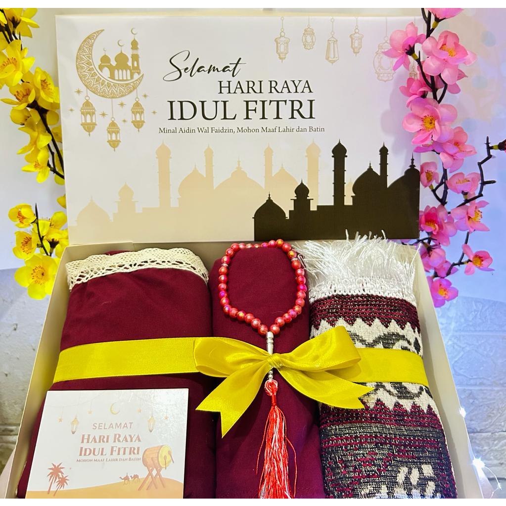 

Hampers Mukena Katun Dewasa Hampers Lebaran / Hampers Idul Fitri / Hampers Ramadhan/Kado Pernikahan Wedding Alat Sholat