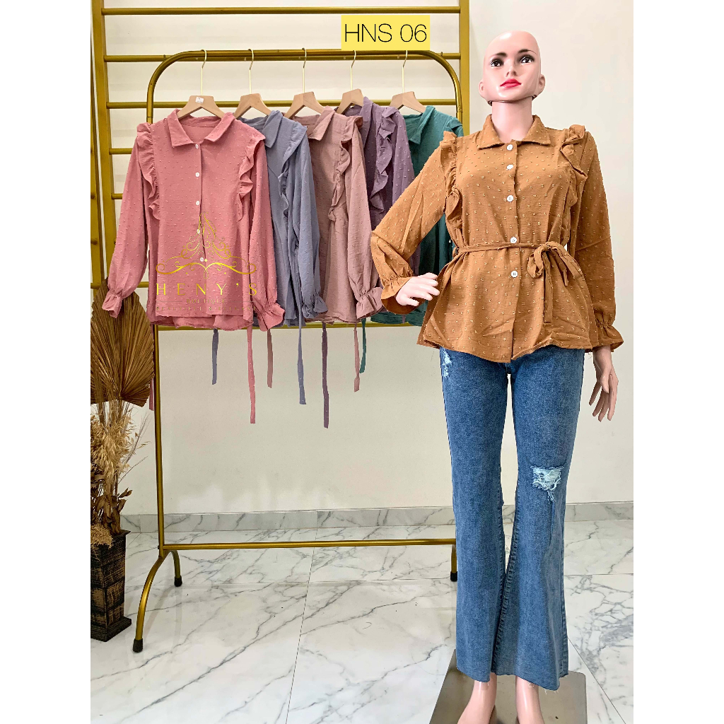 HENY'S CRINKLE RUBY BLOUSE HNS06