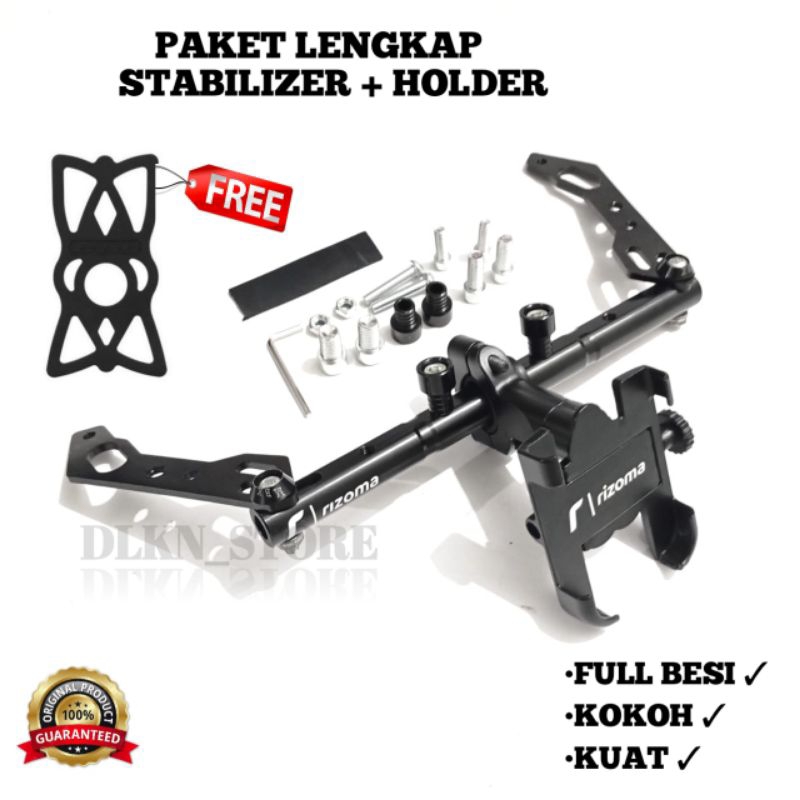 M3 HOLDER HP Paket lengkap + Stabilizer dudukan spion motor Nmax, Aerox, Vario, Mio,Lexi DLL