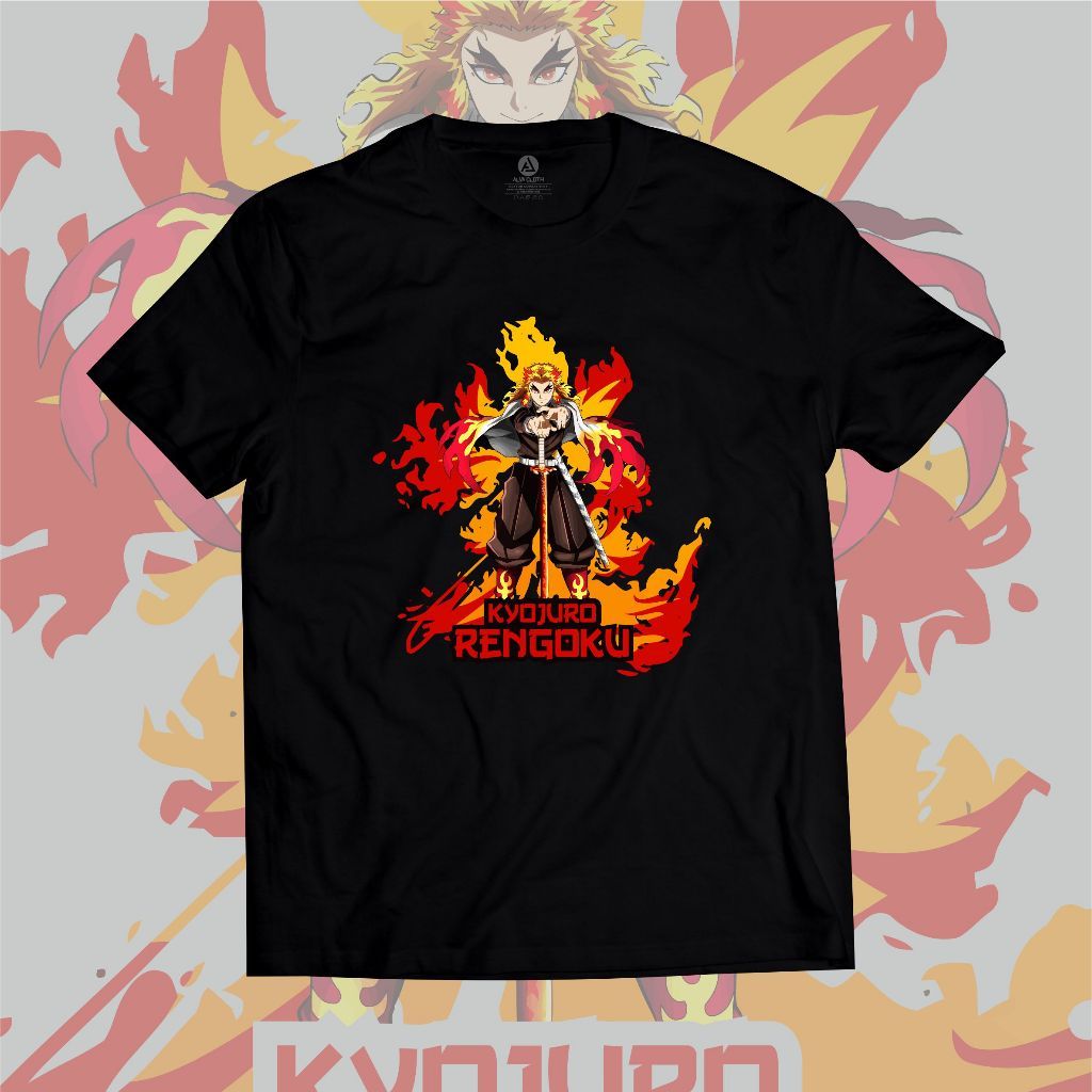 M3Cloth - Terlaris  Kaos RENGOKO KYOJIRO DEMON SLAYER 0016 | Kaos Anime | T-Shirt Jepang | Baju Wibu