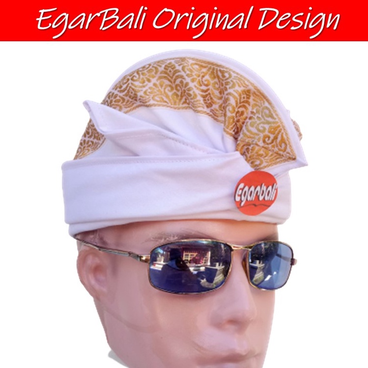 ART V95A EgarBali udeng putih tepi songket emas