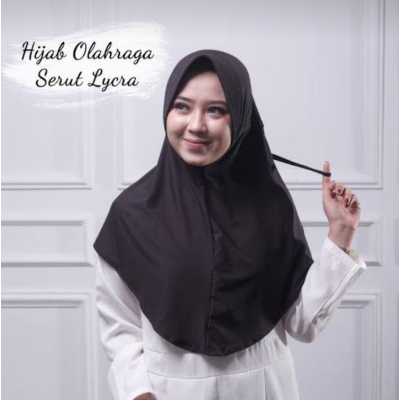 hijab sport serut Hamidah ukuran L (menutup dada) | bergo serut Hamidah | hijab serut jersey | serut