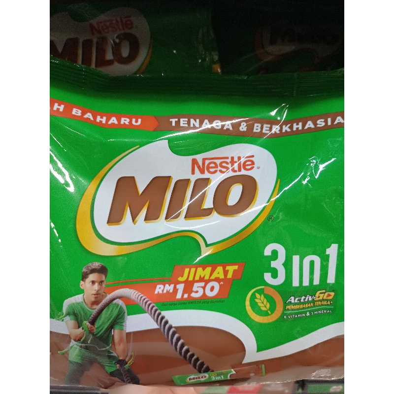 

Milo 3 in 1 kemasan 18 stik Malaysia