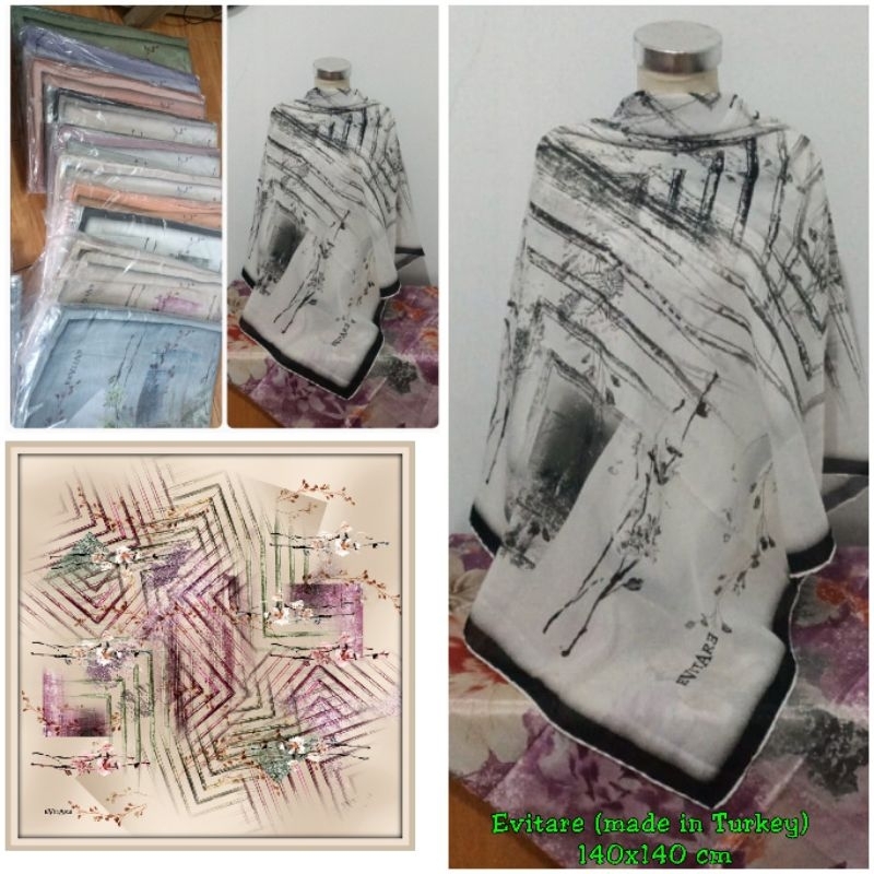 EVITARE - Hijab Segiempat Turkey Syar'i 140x140 cm motif C