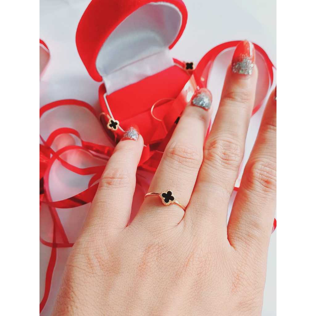 Cincin Cantik Emas Asli Model Van Cleef Kekinian Cincin Casual Simpel Terbaru Emas Asli Kado Cincin 