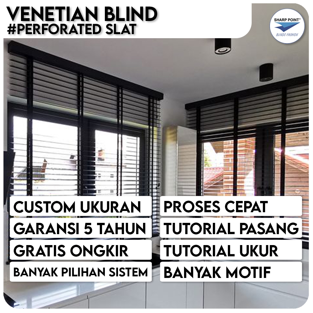 Venetian Blind Perforated Slat | Jendela Gorden Tirai Aluminium Indoor Outdoor Minimalis Gordyn Gord