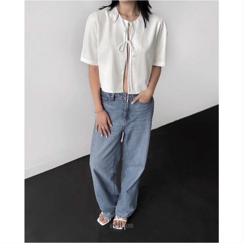 ECINOS SOLAR TIE TOP SHORT SLEEVE WHITE M/L