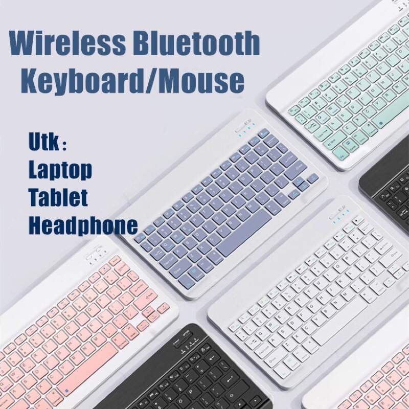 Mini Wireless Bluetooth Keyboard Slim Thin Design Untuk Windows / Android / iOS / PC