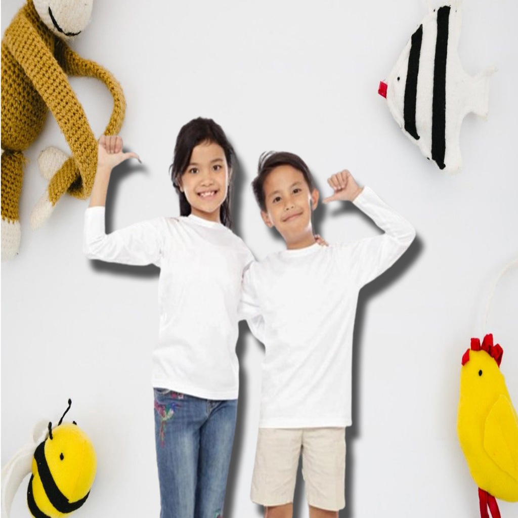 KAOS OBLONG ANAK POLOS WARNA PUTIH / OBLONG LENGAN PANJANG ANAK / KAOS POLOS ANAK UNISEX
