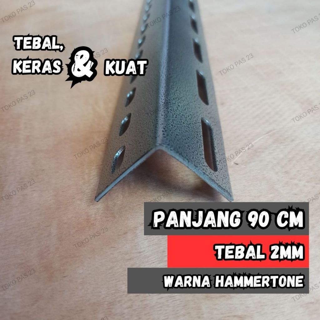 BESI SIKU LUBANG  PANJANG 90cm TEBAL 2mm WARNA HAMMERTONE / BESI SIKU BAHAN RAK