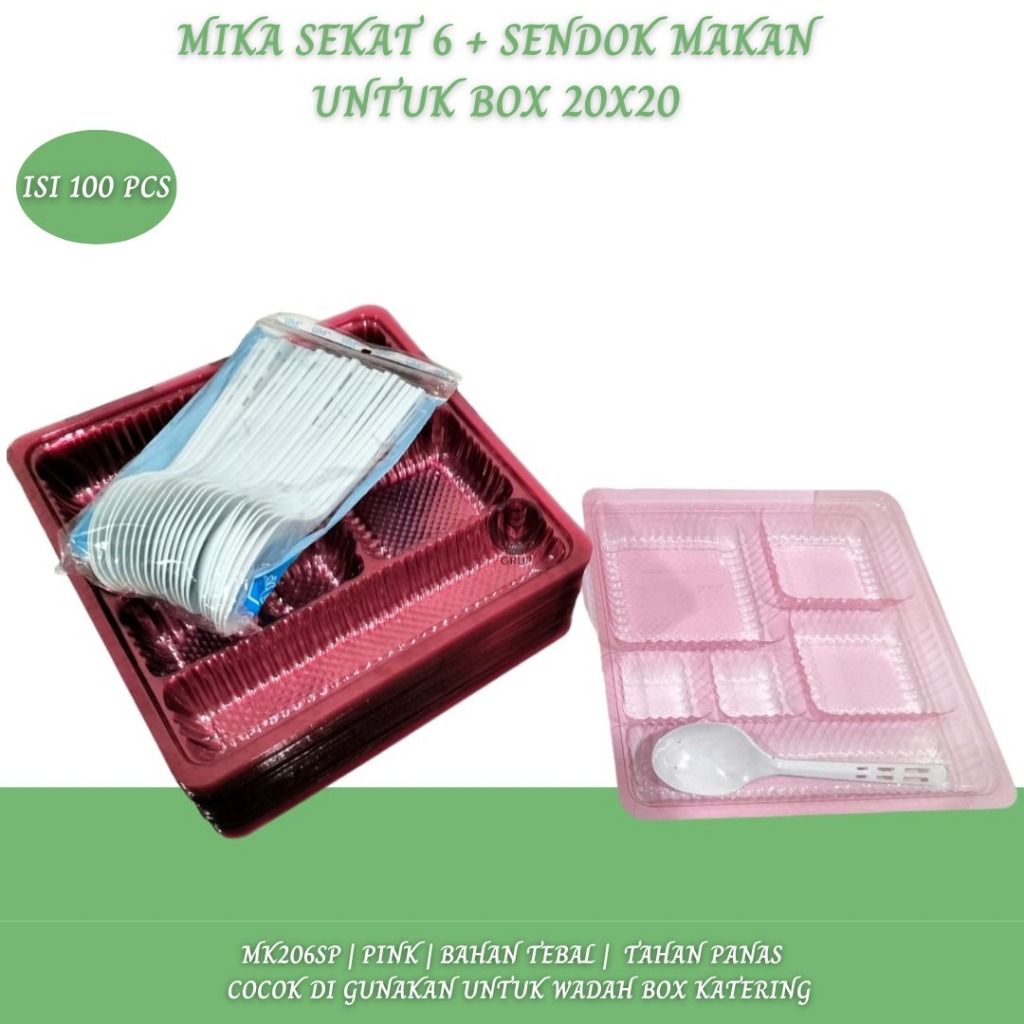 Mika Sekat 6 Mika 20X20 Alas Nasi (Isi 50 Pcs-MK206SP)
