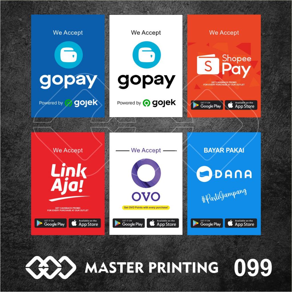

099 - Stiker E-Wallet, Sticker Vinyl, Ritrama, Premium, Tahan Air, Termurah, dan Bisa Custom
