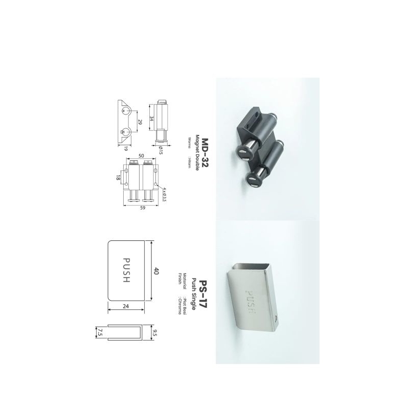 Push open singel kaca dan Push open doubel kaca