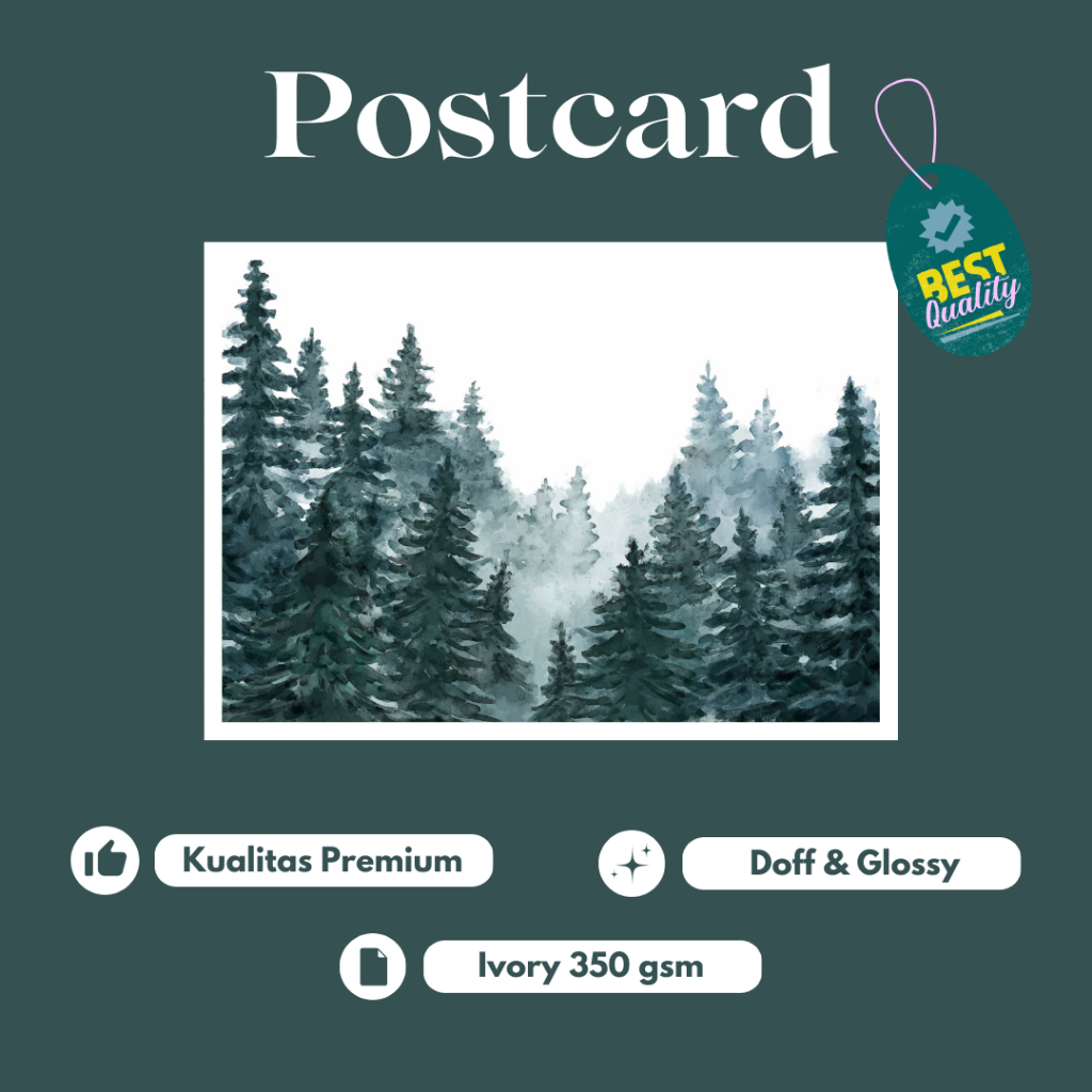 

Postcard ilustrasi aesthetic Nature Alam Watercolor