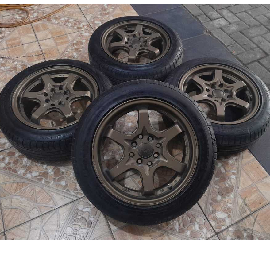 VELG MOBIL BEKAS SEKEN HSR STY RING 15 LEBAR 6,5 PCD 4X100-4X114 ET38+ BAN PHI 185 55 R15 VELG UNTUK